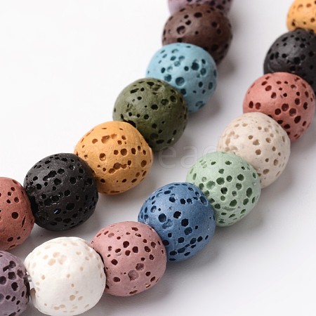 Dyed Round Synthetic Lava Rock Beads Strands G-F259-09-8mm-1