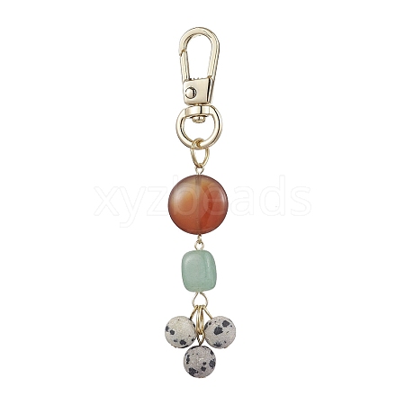 Natural Red Agate & Dalmatian Jasper & Green Aventurine Beaded Pendant Decorations HJEW-JM02407-02-1