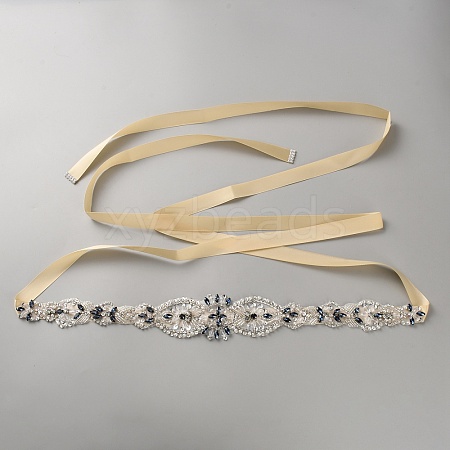 Flower Full Crystal & Montana Rhinestone Handmade Bridal Belts for Wedding Dresses AJEW-WH20006-233A-04-1