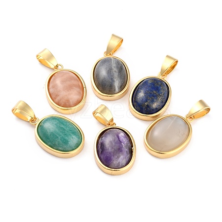 Natural Mixed Gemstone Pendants G-B012-10G-1