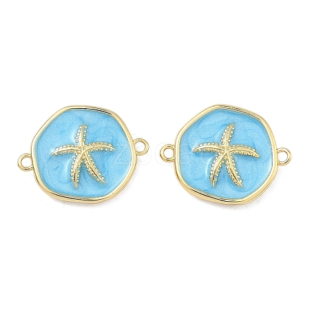 Ocean Brass Enamel Connector Charms KK-C251-05G-02C-1