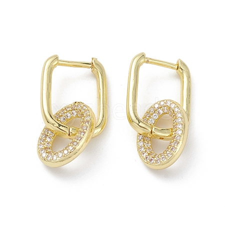 Circle Ring Rack Plating Brass Cubic Zirconia Hoop Earrings for Women EJEW-K245-27G-1
