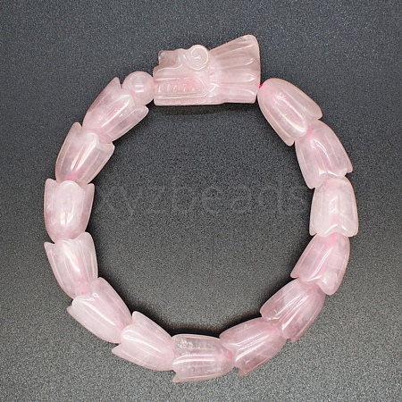 Natural Rose Quartz Beads Stretch Bracelets for Men PW-WG4D073-05-1