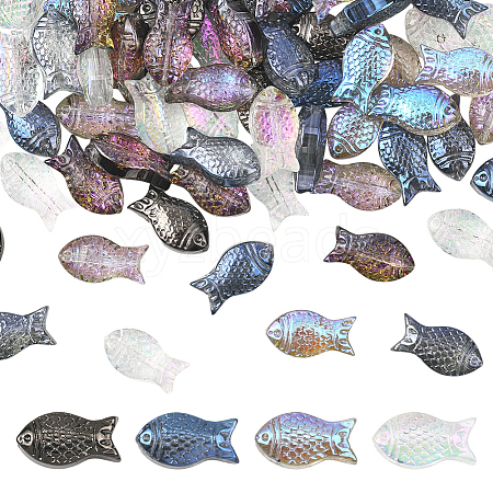 80Pcs 4 Colors Transparency Electroplate Glass Beads GLAA-SC0002-88A-1