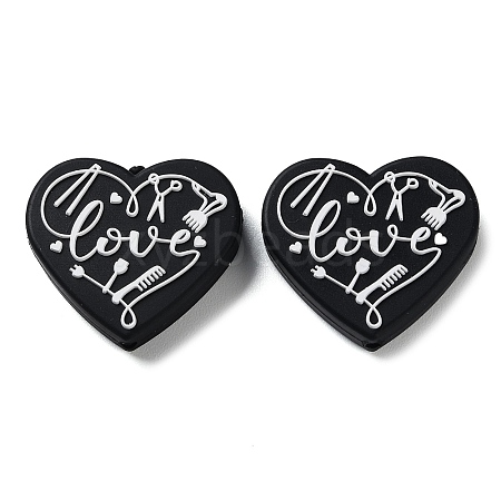 Food Grade Heart with Word Love Silicone Focal Beads SIL-NH0001-01A-1