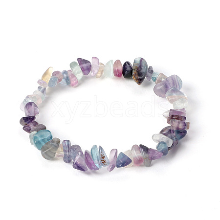 Natural Fluorite Chip Beaded Stretch Bracelets PW23111179443-1