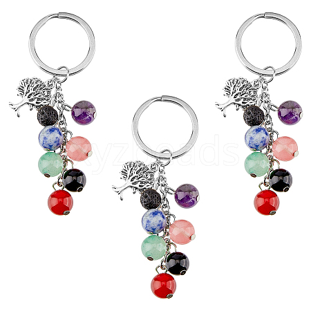 Natural & Synthetic Gemstone Beads & Alloy Charms Keychain KEYC-PH01455-S-1