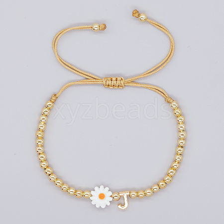 Golden Tone Daisy Braided Bead Bracelets WY1454-10-1