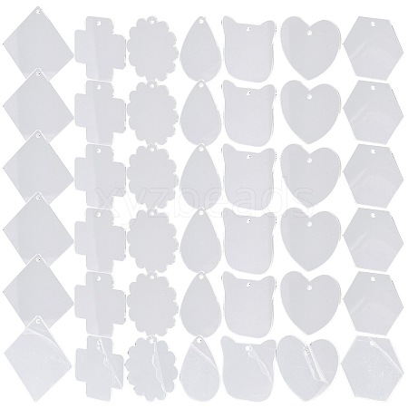 40Pcs Transparent Acrylic Disc Big Pendants ZXFQ-FS0001-01-1