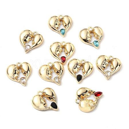 Rack Plating Alloy Rhinestone Pendants PALLOY-F308-14G-1