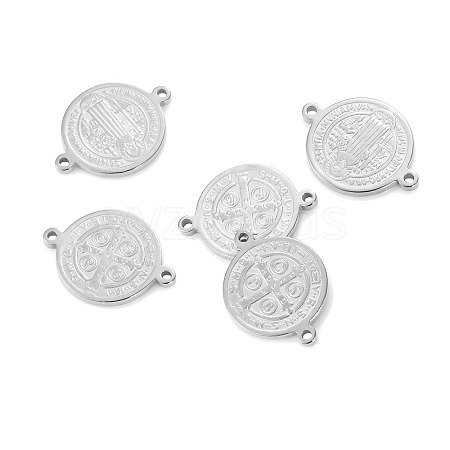 Anti-Tarnish Stainless Steel Flat Round Connector Charms PW-WGBC551-06-1