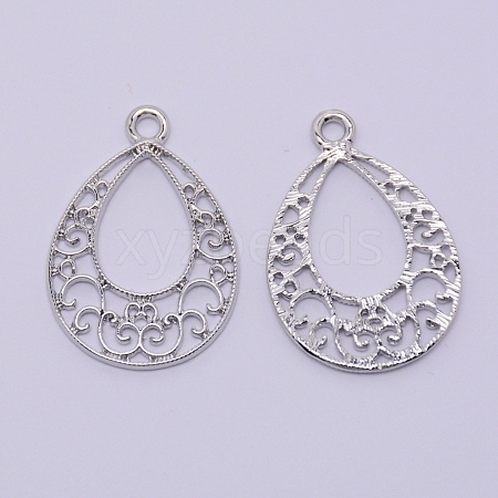 Hollow Alloy Kitten Open Back Bezel Pendants PALLOY-WH0080-03P-RS-1