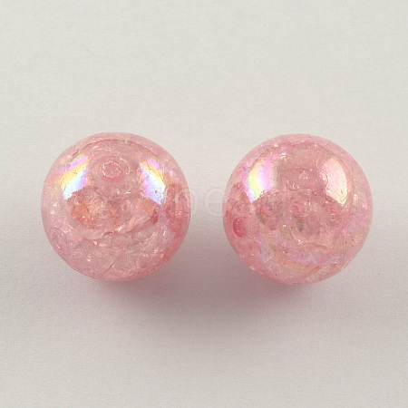 AB Color Transparent Crackle Round Acrylic Beads CACR-S006-02-1