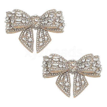 GOMAKERER 2Pcs Bowknot Crystal Rhinestone Detachable Shoe Decorations FIND-GO0002-06A-1