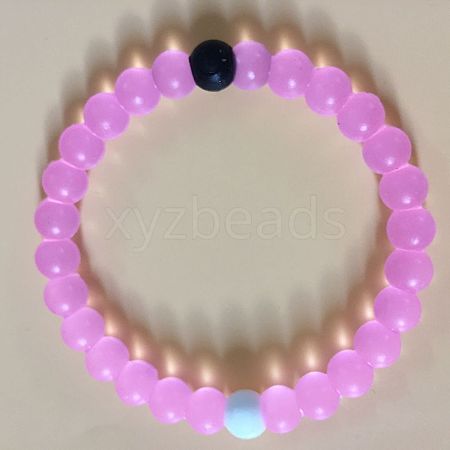 Yin-yang Style Silicone Round Beaded Bracelets for Women Men FS-WG639CC-03-1