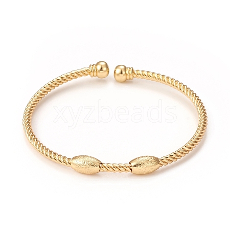 Rack Plating Brass Cuff Bangles with Bead BJEW-E071-07G-1