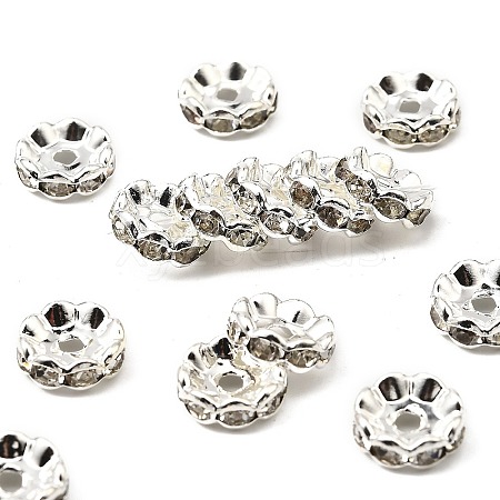 Brass Rhinestone Spacer Beads RB-A014-L10mm-01S-1