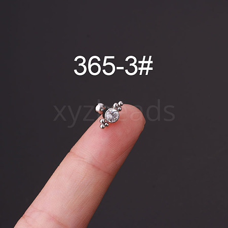 316L Surgical Stainless Steel Micro Pave Clear Cubic Zirconia Cartilage Earrings WG35966-03-1