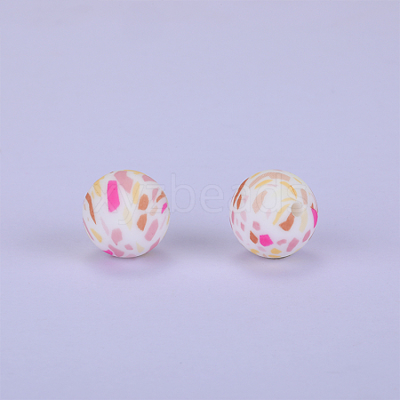 Printed Round Silicone Focal Beads SI-JX0056A-92-1