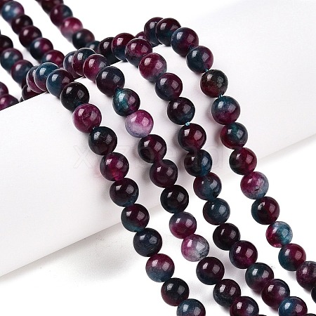 Dyed Natural White Jade Beads Strands G-T138-6mm-210-2-1