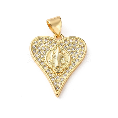 Brass Micro Pave Clear Cubic Zirconia Pendants CU-CBA03AF-09C-G-1