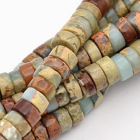 Flat Round/Disc Synthetic Aqua Terra Jasper Beads Strands G-N0160-02-3x6-1