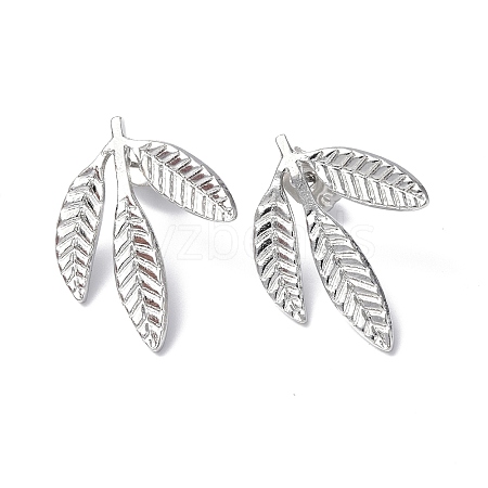 Non-Tarnish 304 Stainless Steel Leaf Stud Earrings for Women EJEW-F300-11P-1