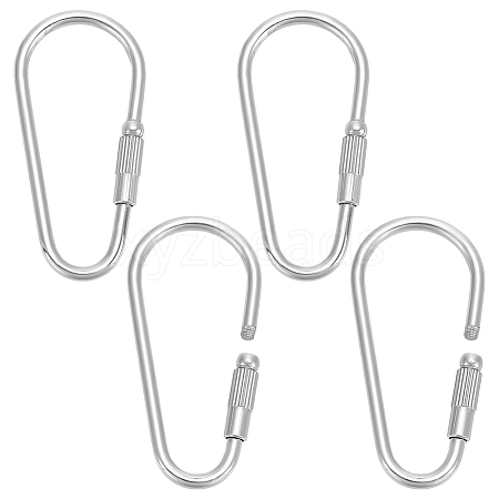 4Pcs 304 Stainless Steel Screw Carabiner Lock Charms STAS-UN0064-01-1
