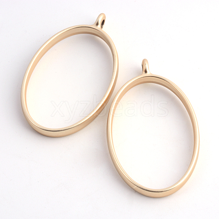 Matte Style Rack Plating Alloy Oval Open Back Bezel Pendants PALLOY-S047-26C-FF-1