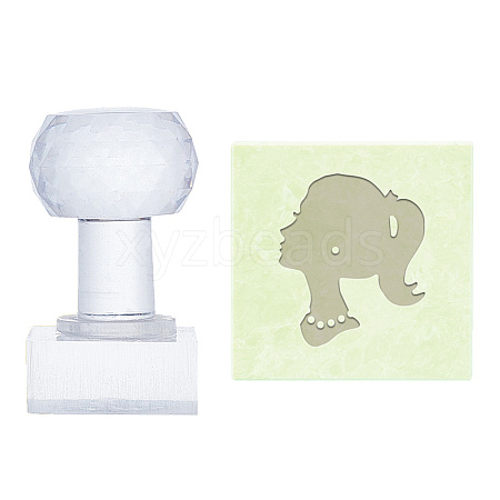 Ponytail Girl Clear Acrylic Soap Stamps DIY-WH0437-003-1