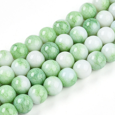 Opaque Crackle Glass Round Beads Strands GLAA-T031-10mm-01L-1