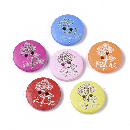 2-Hole Spray Painted Maple Wood Buttons BUTT-T006-007-1