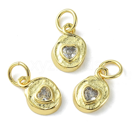 Rack Plating Brass Micro Pave Cubic Zirconia Pendants KK-K332-11G-1