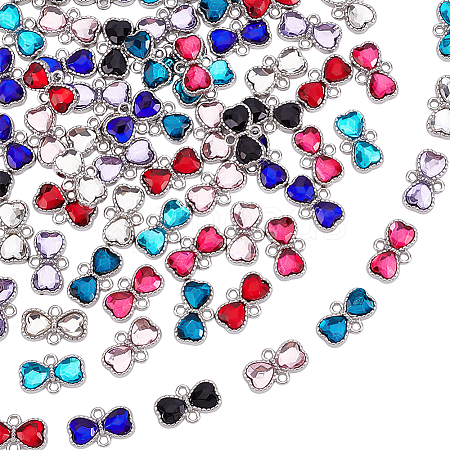 72Pcs 9 Colors Zinc Alloy Rhinestone Connector Charms FIND-GA0007-93-1