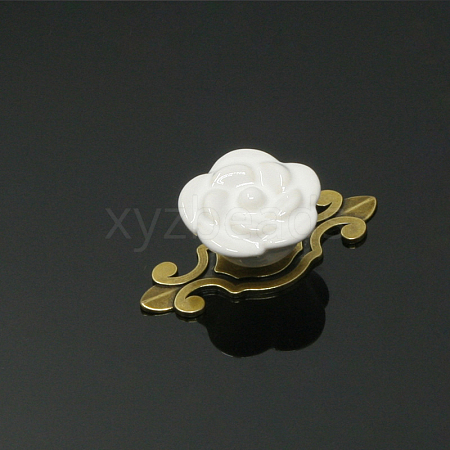 Rose Ceramics Alloy Cabinet Door Knobs CABI-PW0001-156A-AG01-1