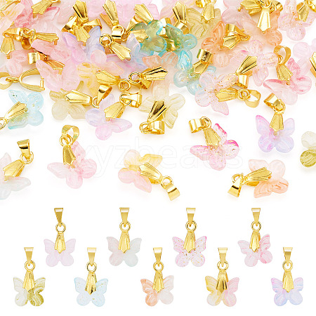 36Pcs 9 Colors Baking Paint Handmade Lampwork Pendants PALLOY-TA00157-1