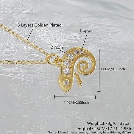 Ocean Summer Brass Pave Clear Cubic Zirconia Pendant Necklaces FS-WG8D1A7-34-1