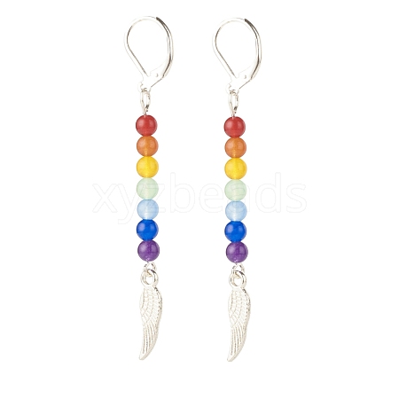 Natural Malaysia Jade with Alloy Wing Long Dangle Leverback Earrings EJEW-JE04910-04-1