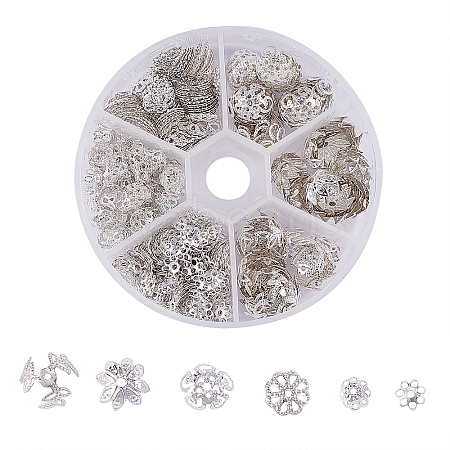 540Pcs 6 Style Iron Bead Caps IFIN-CJ0001-58-1