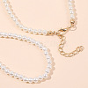 Plastic Imitation Pearl Round Beaded Necklaces & Bracelets Sets for Women FS-WGAA84E-01-4