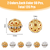 HOBBIESAY 120Pcs 2 Colors Alloy Rhinestone Beads RB-HY0001-05-2