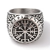 Viking 304 Stainless Steel Vegvisir Wide Finger Rings for Mens RJEW-U005-18A-03-2