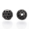 Rack Plating Brass Cubic Zirconia Beads ZIRC-S001-6mm-B04-2