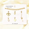 Cubic Zirconia & Shell Pearl Heart Round Pendant & Necklaces & Bracelets Sets SJEW-Q002-02G-1