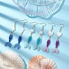 3 Pairs 3 Colors Glass & Shell Dangle Earrings EJEW-MZ00160-2