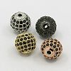 Brass Cubic Zirconia Beads ZIRC-F001-22-1