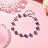 Natural Blue Spot Jasper Rondelle Beads Link Bracelets for Women BJEW-JB10262-03-2