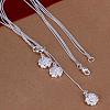 Popular Silver Color Plated Brass 3-strand Snake Chain Necklaces NJEW-BB12689-2