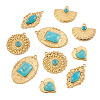 10Pcs 5 Styles Bohemian Style 304 Stainless Steel with Synthetic Turquoise Pendants STAS-TA0006-21-3