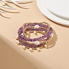 5Pcs 5 Style Natural Gemstone & Brass Beaded Stretch Bracelets Set BJEW-JB08870-4